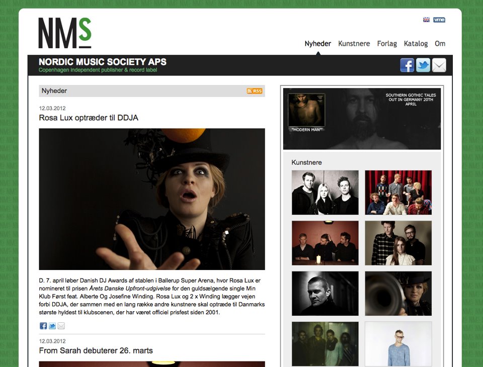 Ny hjemmeside til pladeselskabet Nordic Music